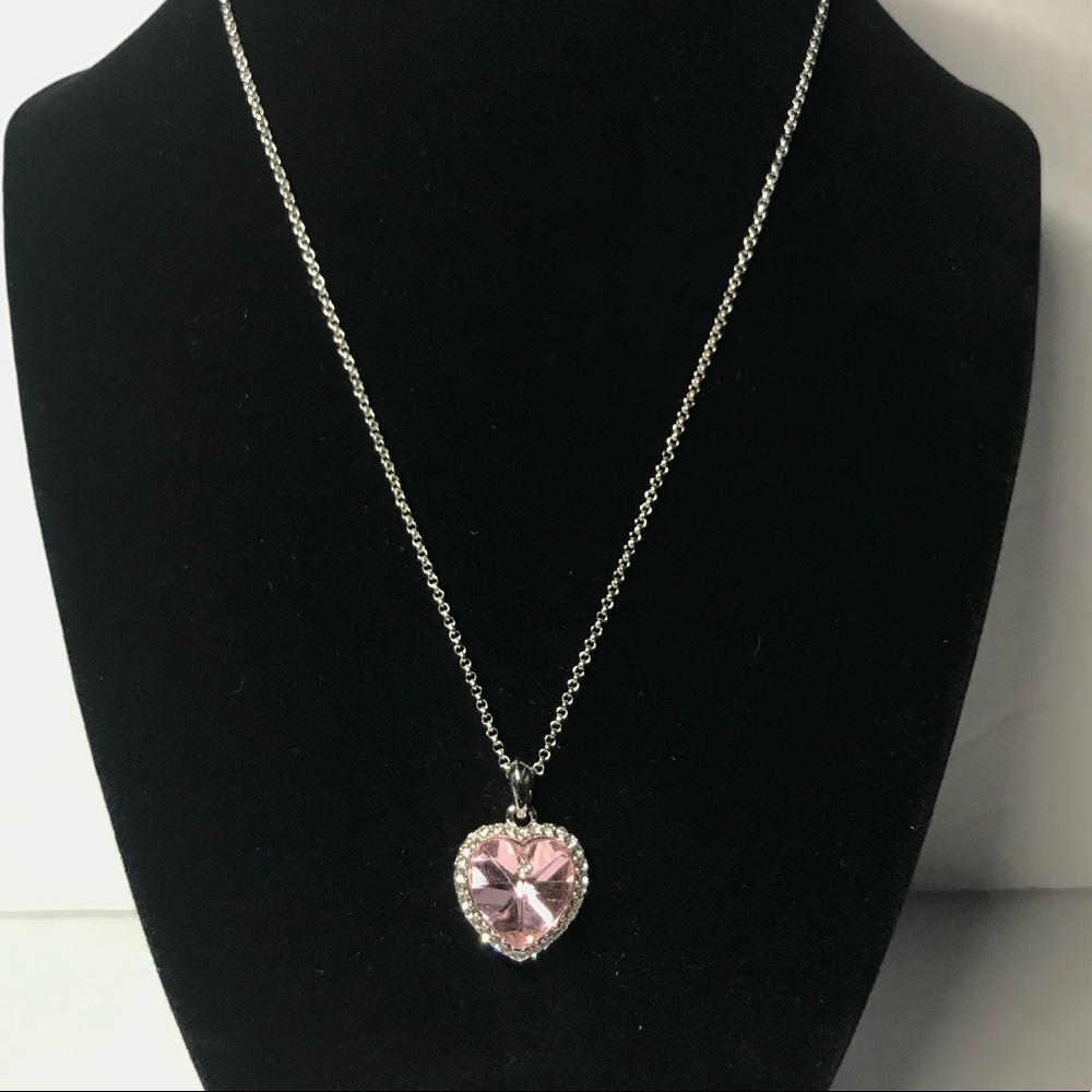 Light Pink Two Tone Heart Pendant Necklace